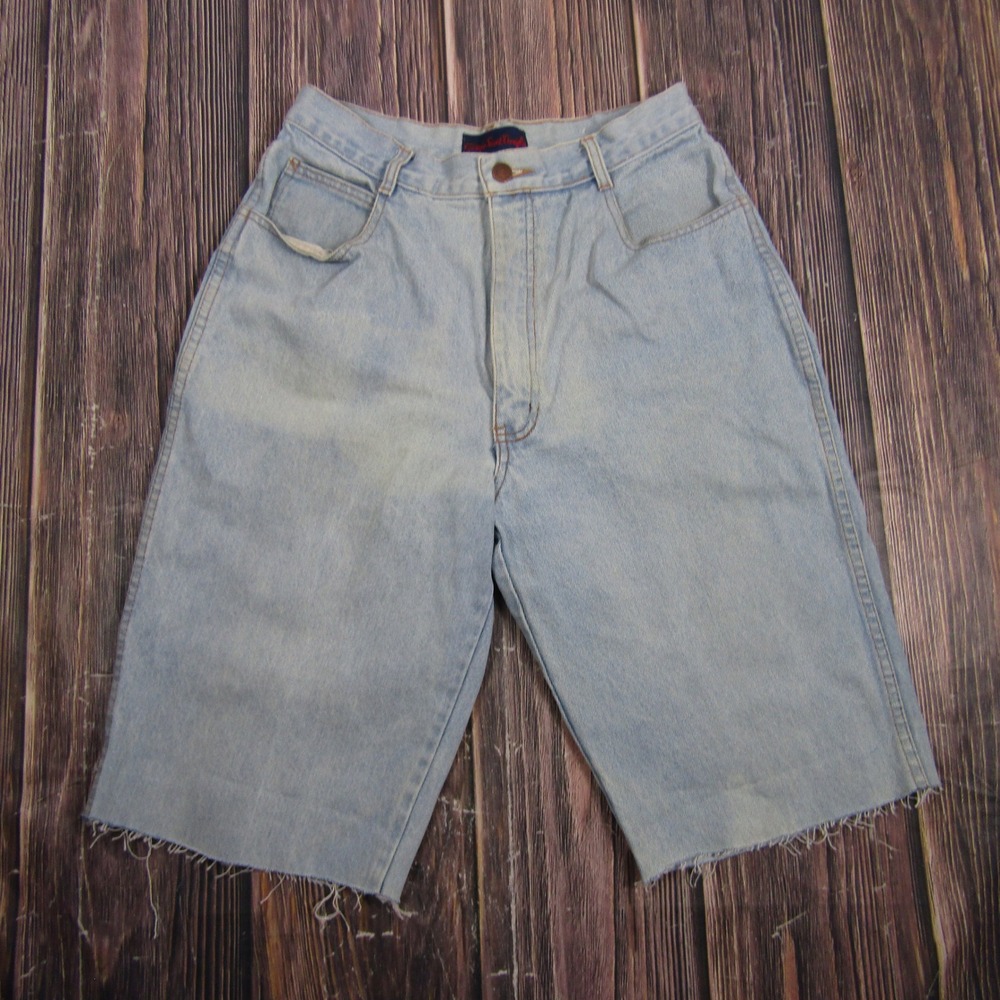 Giorgio Sant Angelo Denim Shorts Men 12 Light Blue Raw Hem Cotton Vintage